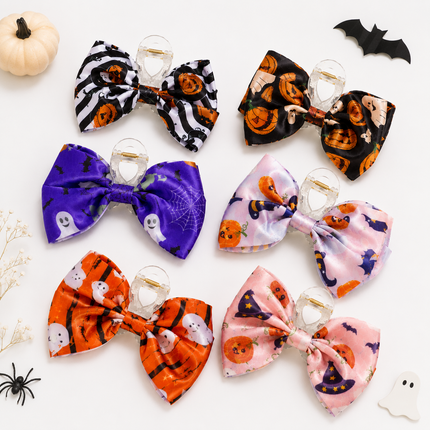 12 Pinzas Moños Halloween Estampados $8 c/u