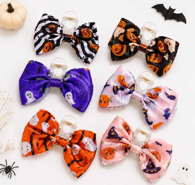 12 Pinzas Moños Halloween Estampados $8 c/u
