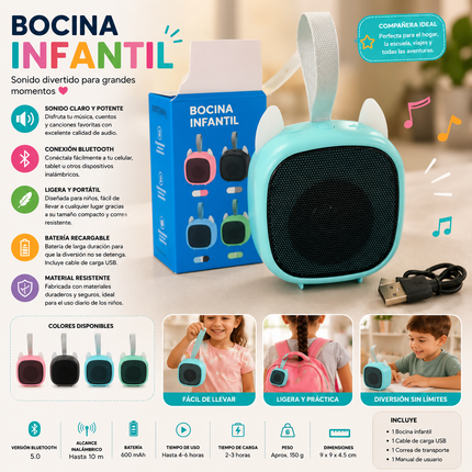 Bocina Gatito con Luces Bluetooth