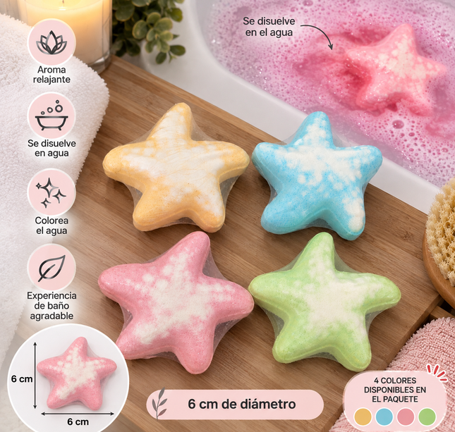 6 Bomba de Baño en forma de Estrellas de Mar $25 c/u