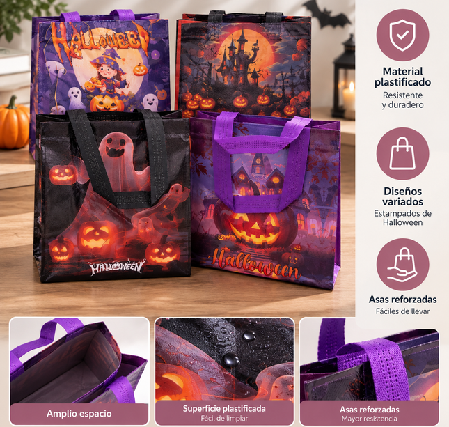 12 Bolsas Halloween Plastificadas $6.5 c/u
