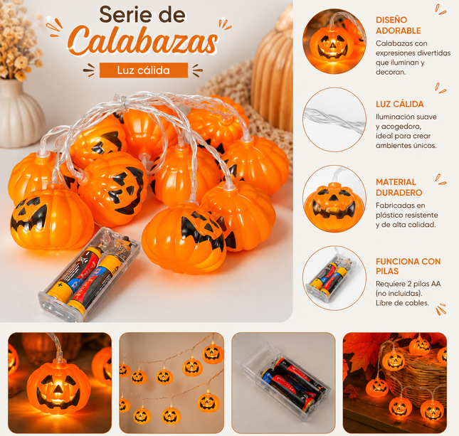 Serie de Calabazas Halloween Luz Calida