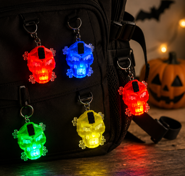 48 Llaveros Calaveritas con Luz, colores Brillantes  $2.9 c/u