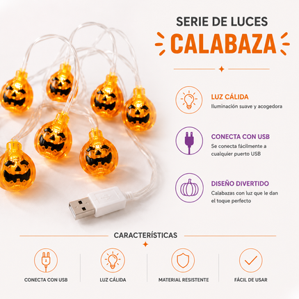 Serie Calabacitas Halloween USB 2.5mts de largo