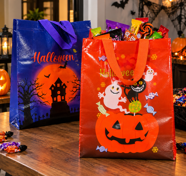 12 Bolsas Halloween Plastificadas Grandes $8.5 c/u