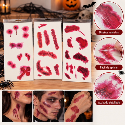 12 Stickers de Heridas para Disfraces de Halloween $8.5 c/u