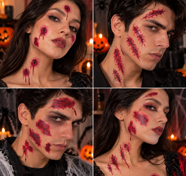 12 Stickers de Heridas para Disfraces de Halloween $8.5 c/u