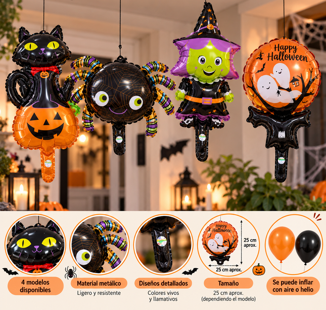 10 Globos Haloween Figuras $3.5 c/u (modelos surtidos)
