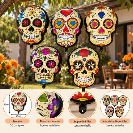 10 Globos Catrina Halloween Grandes $7.5 c/u (modelos surtidos)