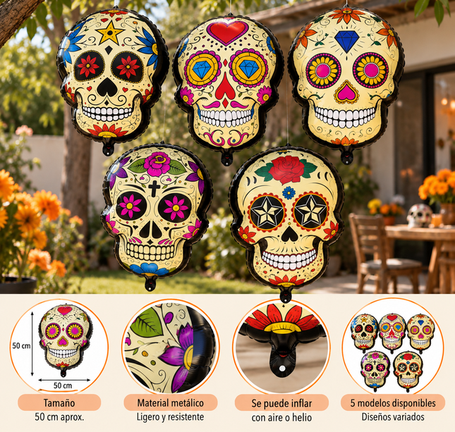 10 Globos Catrina Halloween Grandes $7.5 c/u (modelos surtidos)