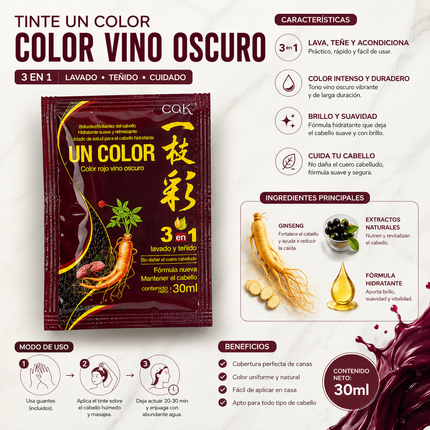 Exclusivo Tienda en linea 💥💎10 Tintes en Bolsa 3 en 1 Color Rojo/Vino $6.5 c/u