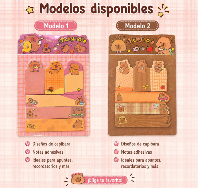 Exclusivo Tienda en linea 💥💎3 Sets Capibaras Post Its Tamaños $20 c/u