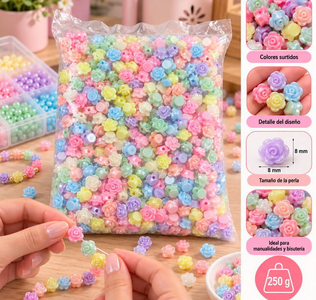 Exclusivo Tienda en linea 💥💎Bolsa con 250 g  perla Sintetica "Flores"
