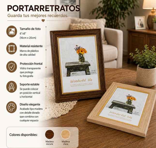 Exclusivo Tienda en linea 💥💎Portarretrato Madera para foto de 16cm*20cm
