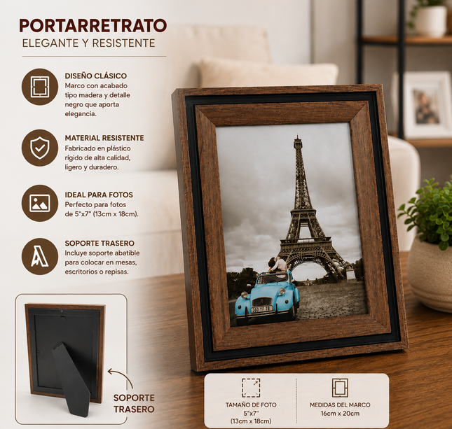 Exclusivo Tienda en linea 💥💎Portarretrato Madera para foto de 13cm*18cm