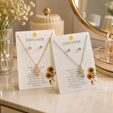 12 Sets Joyeria Girasol, Aretes y Collar $10.5 c/u