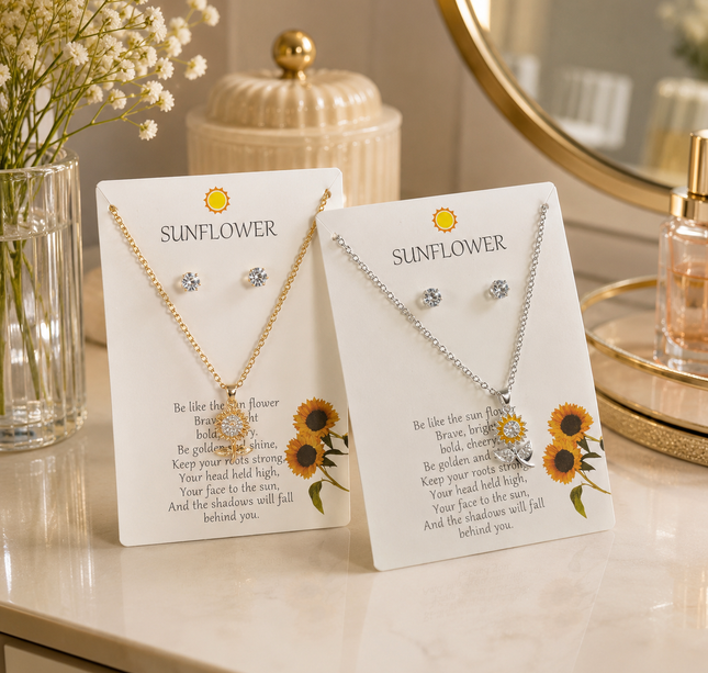 12 Sets Joyeria Girasol, Aretes y Collar $10.5 c/u
