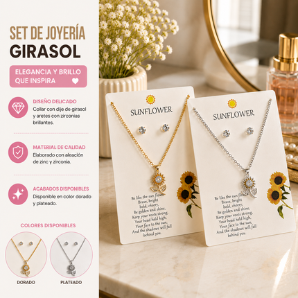 12 Sets Joyeria Girasol, Aretes y Collar $10.5 c/u