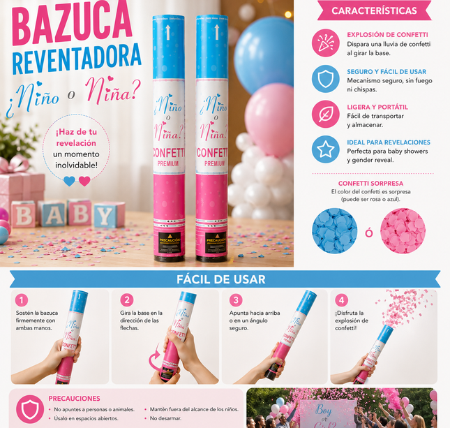 Exclusivo Tienda en linea 💥💎3 Bazuca Reventadora Niña/Niño Revelación $40 c/u