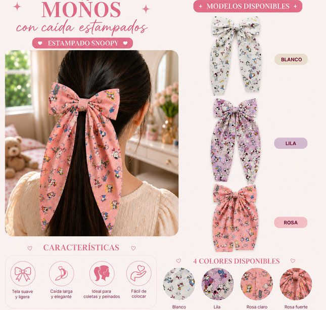 Exclusivo Tienda en linea 💥💎12 Moños Coquette Snoppy Hernosos $18 c/u