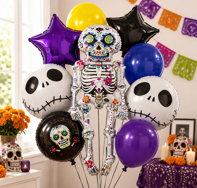 3 Sets Halloween Globos 9 Piezas Figuras $55 c/u