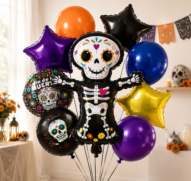 3 Sets Halloween Globos 9 Piezas Figuras $55 c/u