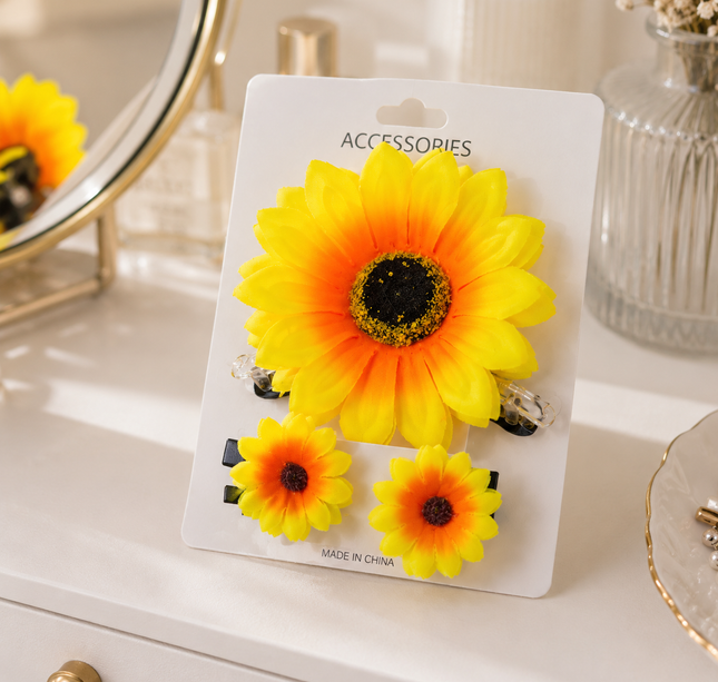 6 Sets de Pinza y Pasadores Girasol Hermoso $22 c/u