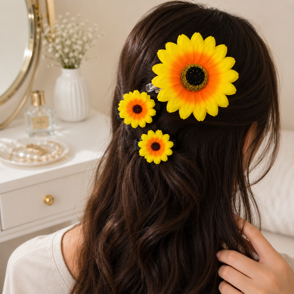 6 Sets de Pinza y Pasadores Girasol Hermoso $22 c/u