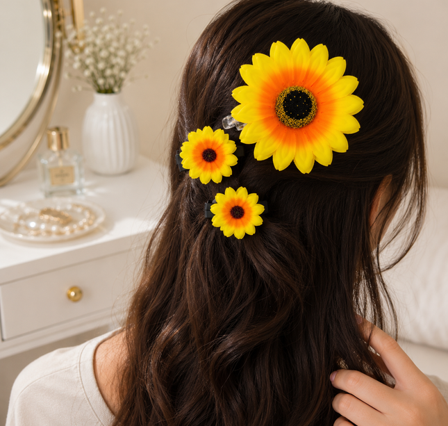 6 Sets de Pinza y Pasadores Girasol Hermoso $22 c/u