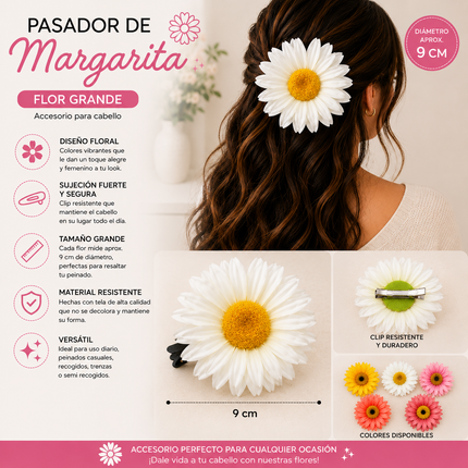 12 Pasadores Flor Margarita XL Deluxe $18.5 c/u