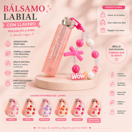 6 Balsamo y Llavero Premium para Labios $28.5 c/u