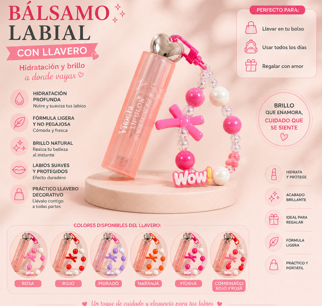 6 Balsamo y Llavero Premium para Labios $28.5 c/u