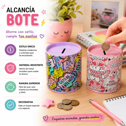 Exclusivo Tienda en linea 💥💎2 Bote Alcancía Rosa/Morado Decorado $25 c/u