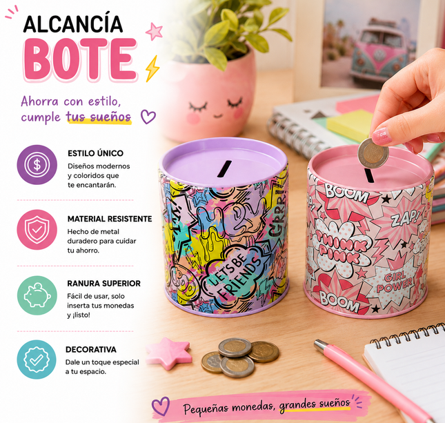 Exclusivo Tienda en linea 💥💎2 Bote Alcancía Rosa/Morado Decorado $25 c/u