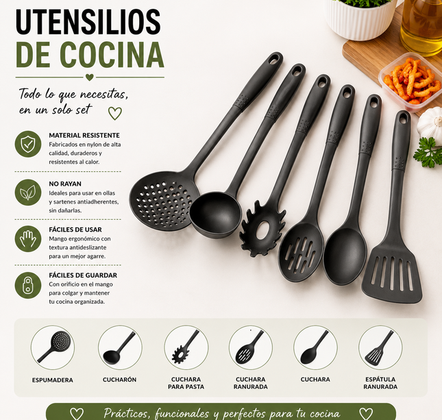 Exclusivo Tienda en linea 💥💎3 Sets de 6 Utencilios para Cocina $35 c/u