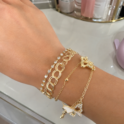 12 Multi Pulseras Doradas con Pedreria $13.5 c/u
