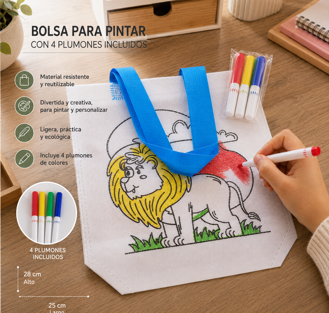 12 Bolsas Reutilizables para Pintar con Plumones $9.5 c/u