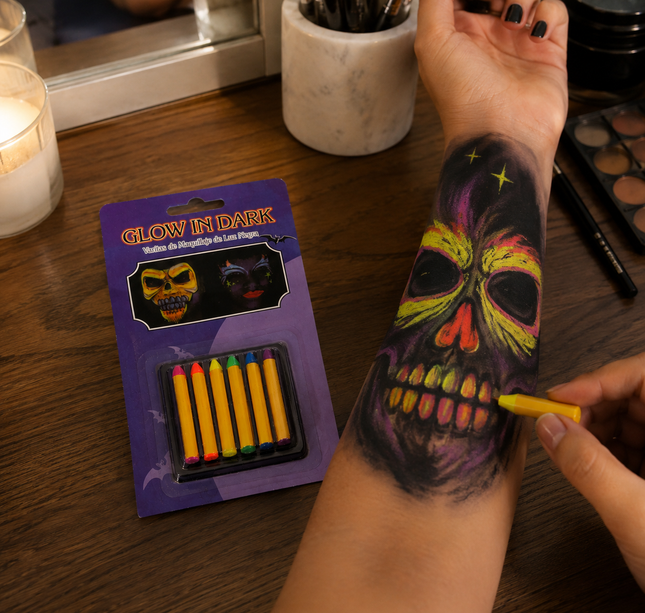 12 Sets de Pinturas en Barra para Rostro Halloween $15.5 c/u