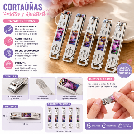 12 Cortauñas Grandes Decorados $6.3 c/u