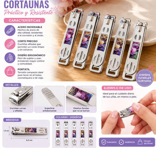 12 Cortauñas Grandes Decorados $6.3 c/u
