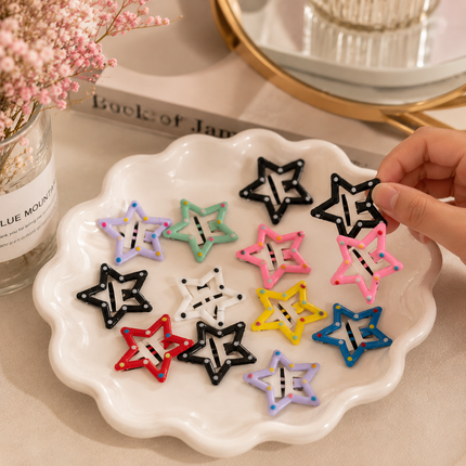 12 Sets Pasadores/Cuquitas Estrellas Lunares $9 c/u