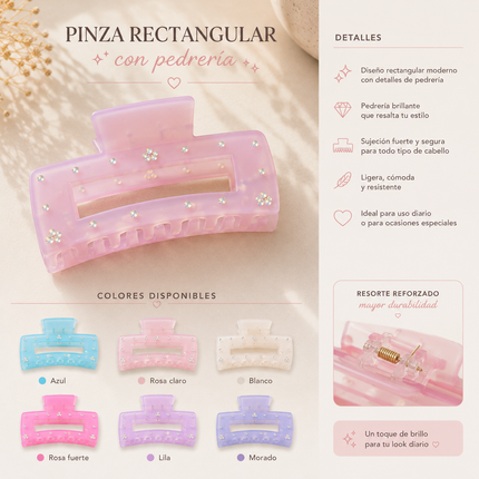 Exclusivo Tienda en linea 💥💎12 Pinzas Rectangulares con Pedreria $14.5 c/u