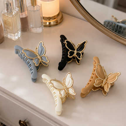 Exclusivo Tienda en linea 💥💎12 Pinzas Mariposa Matte con Orilla Dorada $14.5 c/u