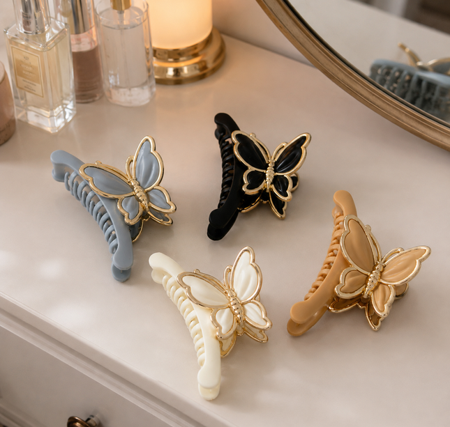 Exclusivo Tienda en linea 💥💎12 Pinzas Mariposa Matte con Orilla Dorada $14.5 c/u