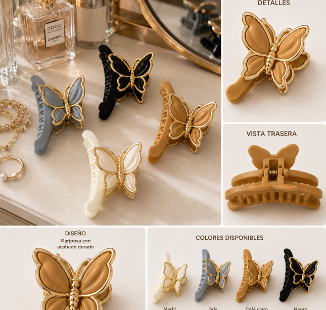 Exclusivo Tienda en linea 💥💎12 Pinzas Mariposa Matte con Orilla Dorada $14.5 c/u