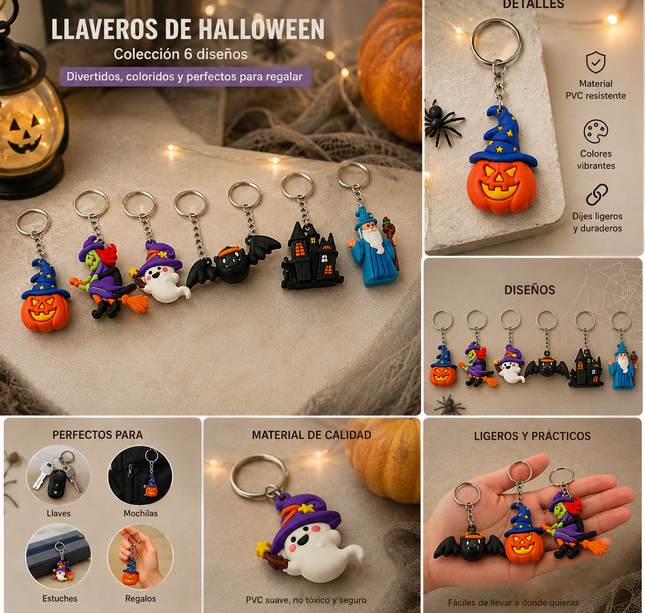 12 Llaveros Halloween Figuras 3D $5.5 c/u