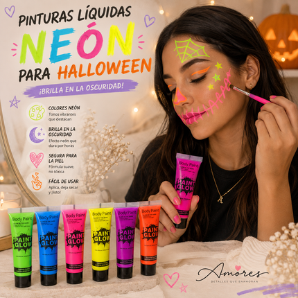 12 Mini Pinturas Para Rostro "Paint Glow" Halloween $7.5 c/u