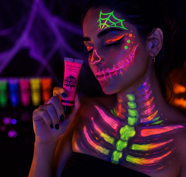 12 Mini Pinturas Para Rostro "Paint Glow" Halloween $7.5 c/u