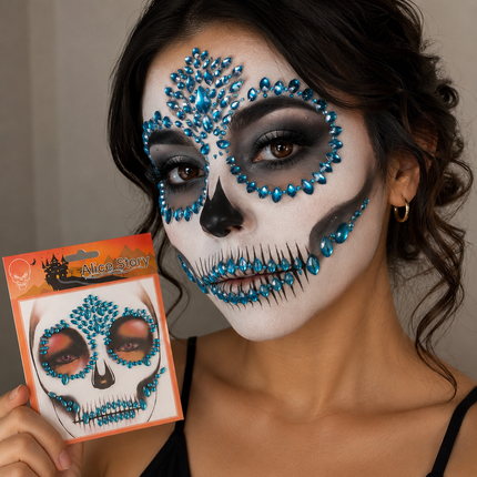 12 Stickers Halloween Pedreria Rostro $11.5 c/u