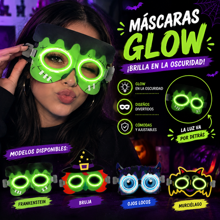 12 Antifaces Halloween Mounstros que Brillan en la Oscuridad $13.5 c/u